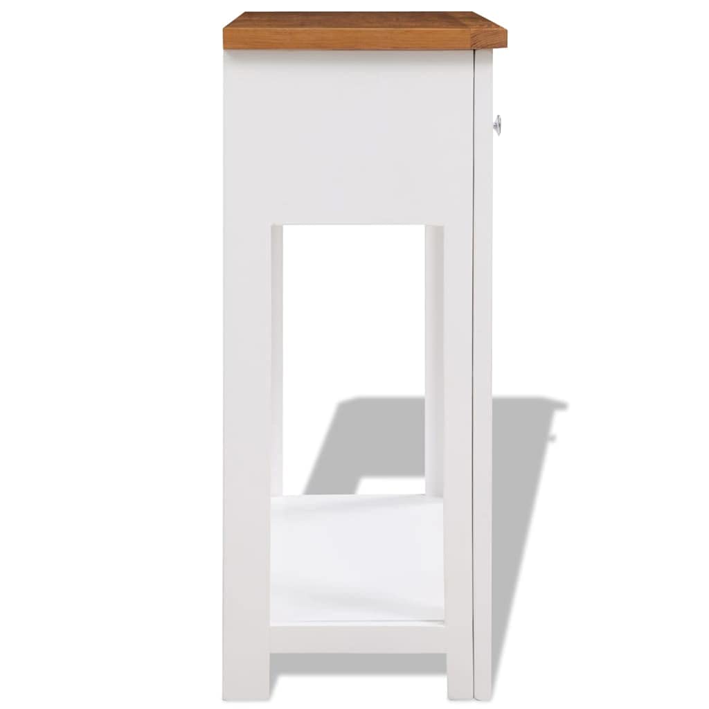 Solid Oak and Acacia Wood Console Table with Two Drawers and Shelf N5243