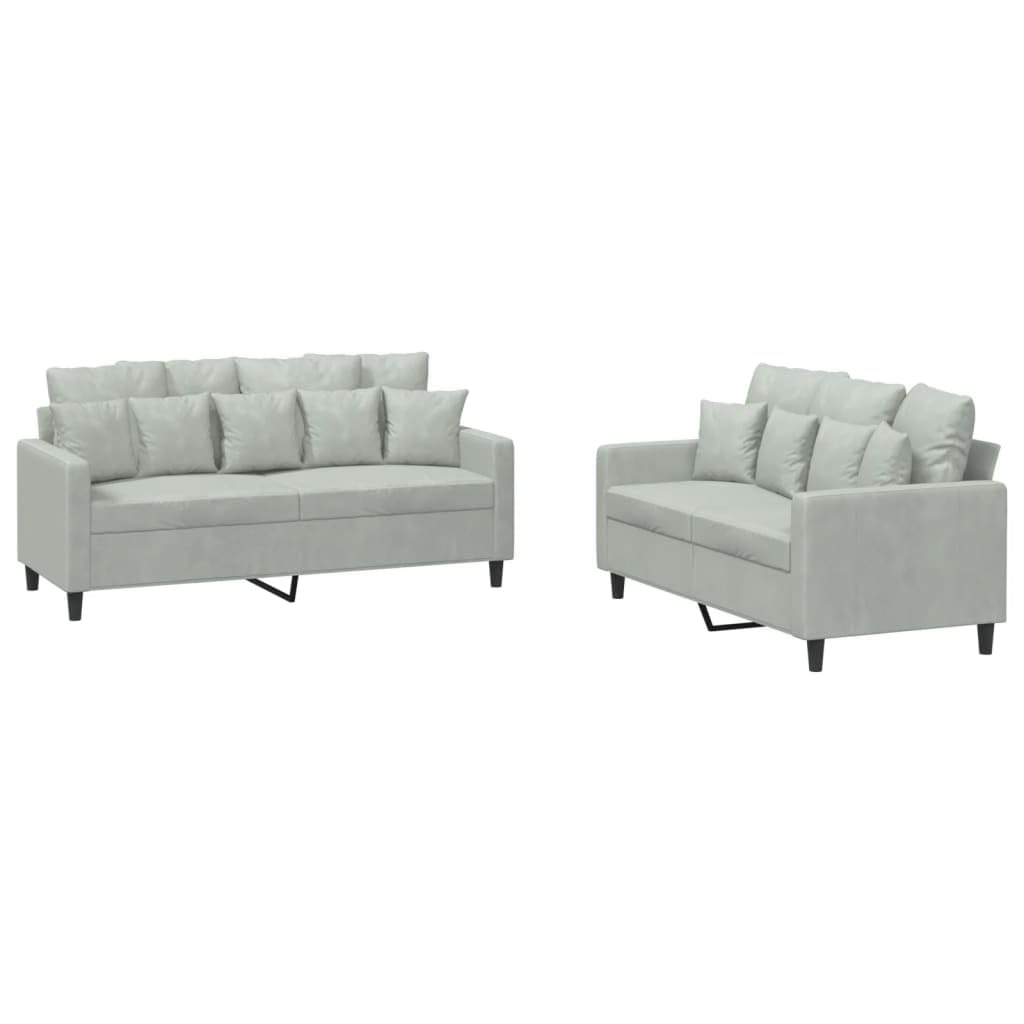 Light Gray Velvet 2 Piece Sofa Set L122