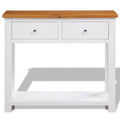 Solid Oak and Acacia Wood Console Table with Two Drawers and Shelf N5243