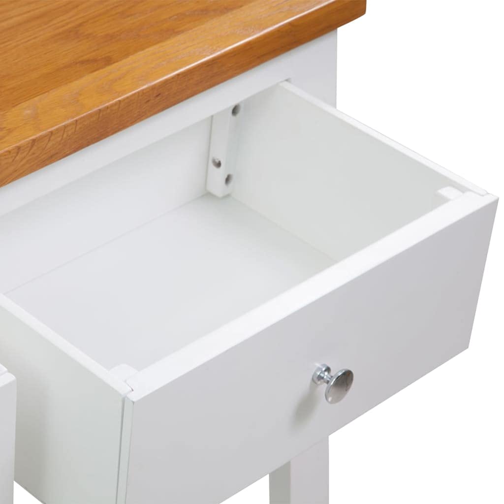 Solid Oak and Acacia Wood Console Table with Two Drawers and Shelf N5243