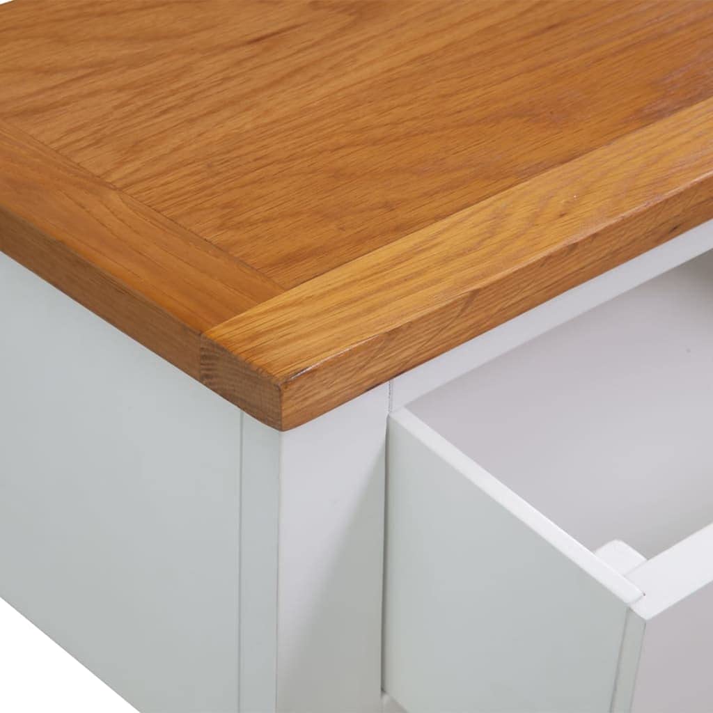 Solid Oak and Acacia Wood Console Table with Two Drawers and Shelf N5243