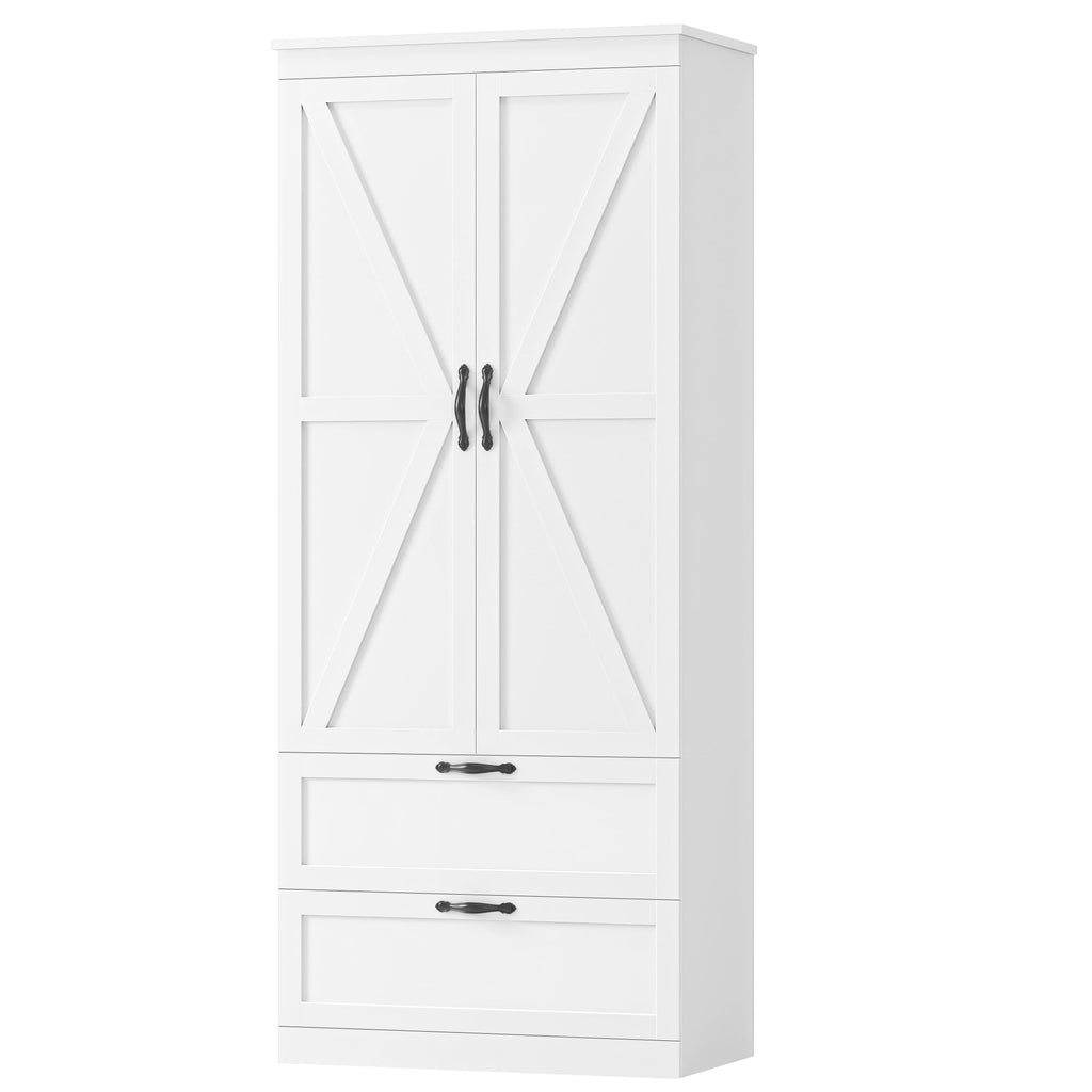 70" White Kitchen Pantry Storage Cabinet T851