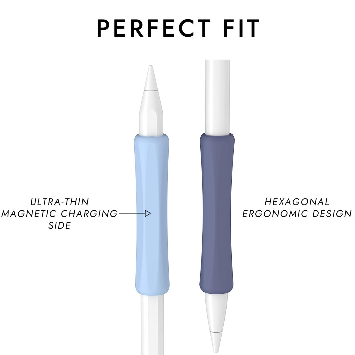 4 Pack Silicone Pencil Grips White Blue Black H12155