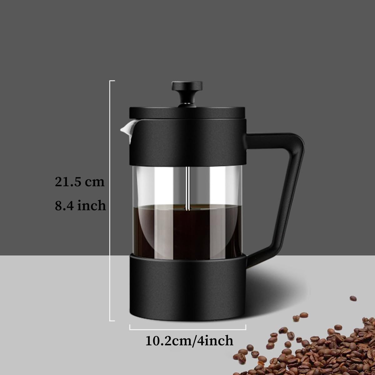French Press Coffee Maker with 3-level Filter System, Stainless Steel, Borosilicate Glass, 1000ml I6870