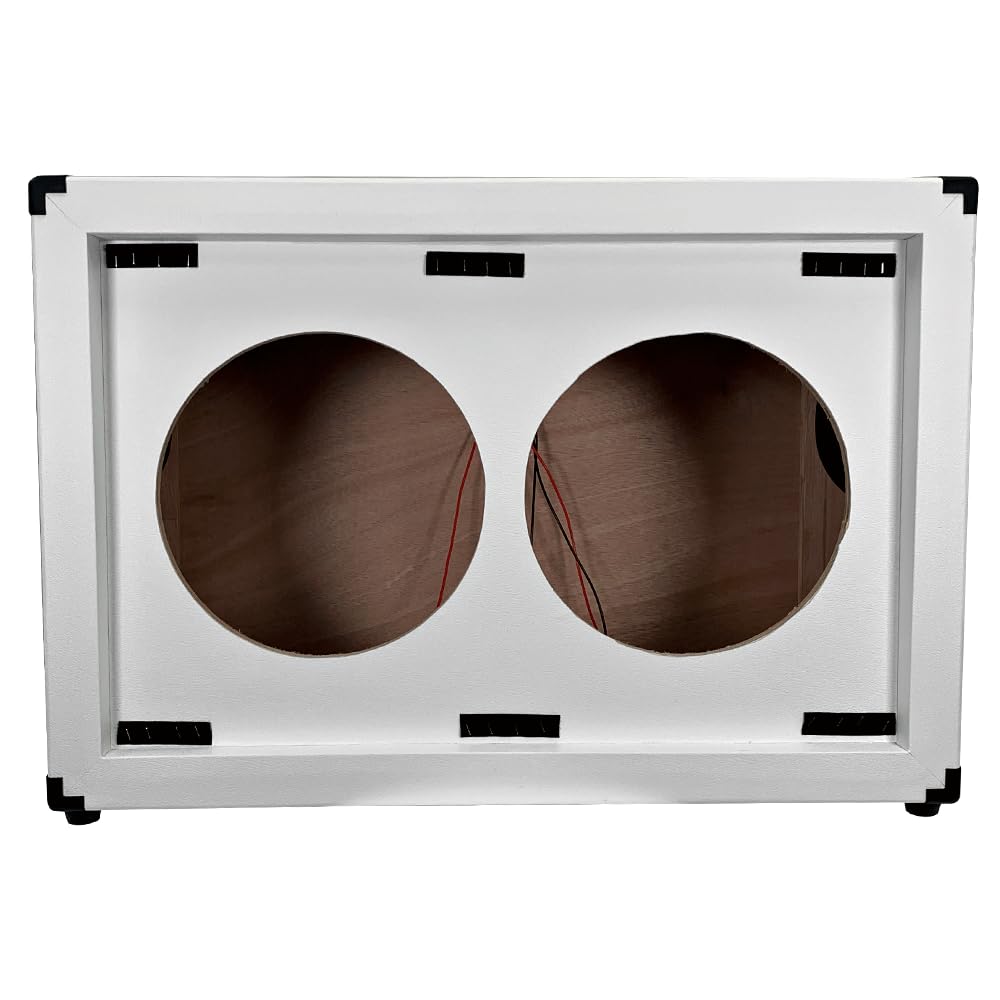 2x12 Empty Guitar Speaker Cabinet White Tolex Black Grill Z9555