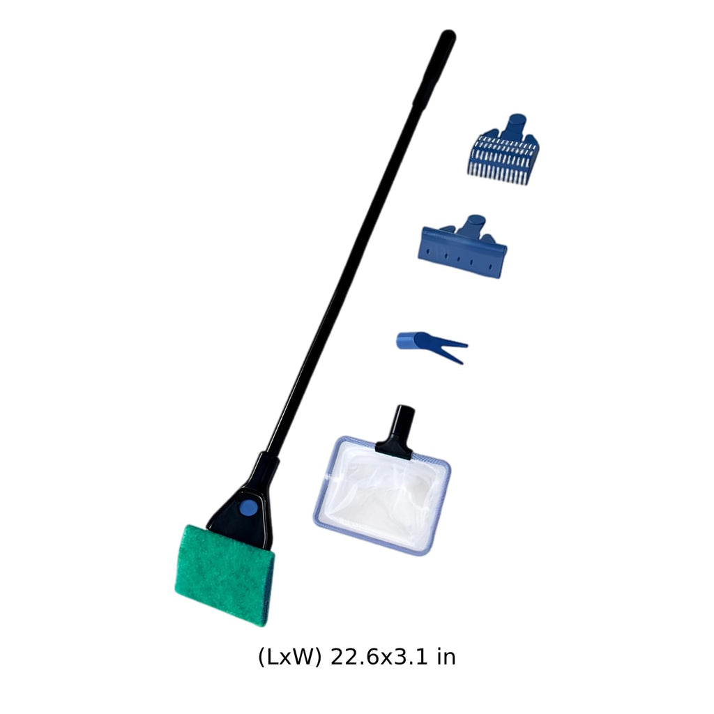 5-in-1 Aquarium Cleaning Kit with Algae Scraper Gravel Rake Fish Net H2395