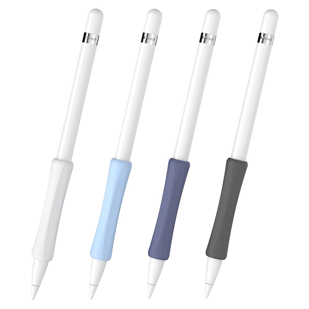 4 Pack Silicone Pencil Grips White Blue Black H12155