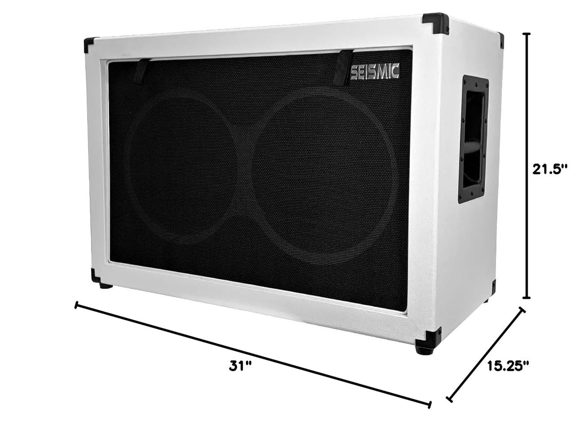 2x12 Empty Guitar Speaker Cabinet White Tolex Black Grill Z9555