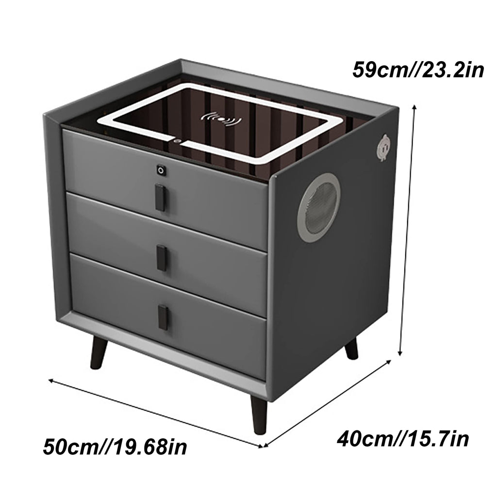 Pink 3 Drawer Nightstand with Charging Station and Speakers R25243