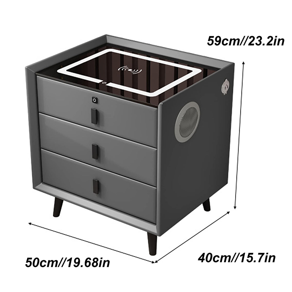 Pink 3 Drawer Nightstand with Charging Station and Speakers R25243