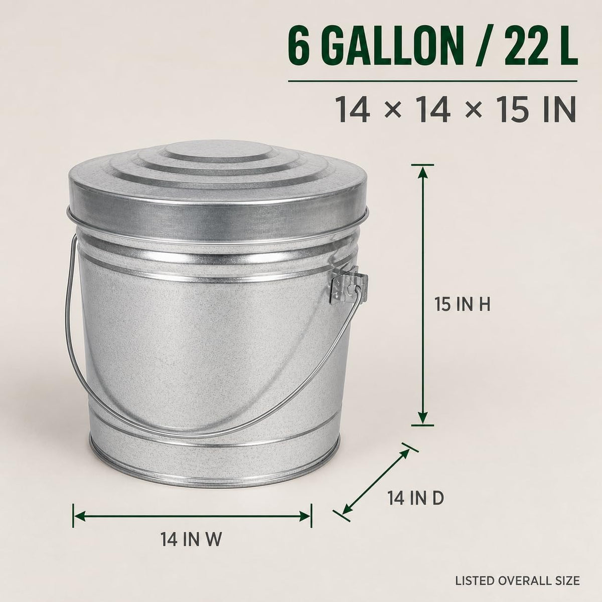 6 Gal Galvanized Steel Can with Locking Lid F272