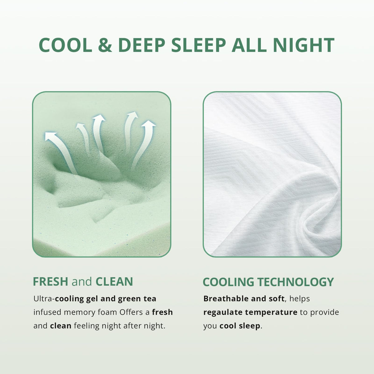 Twin 6 Inch Green Tea Gel Memory Foam Mattress U3422
