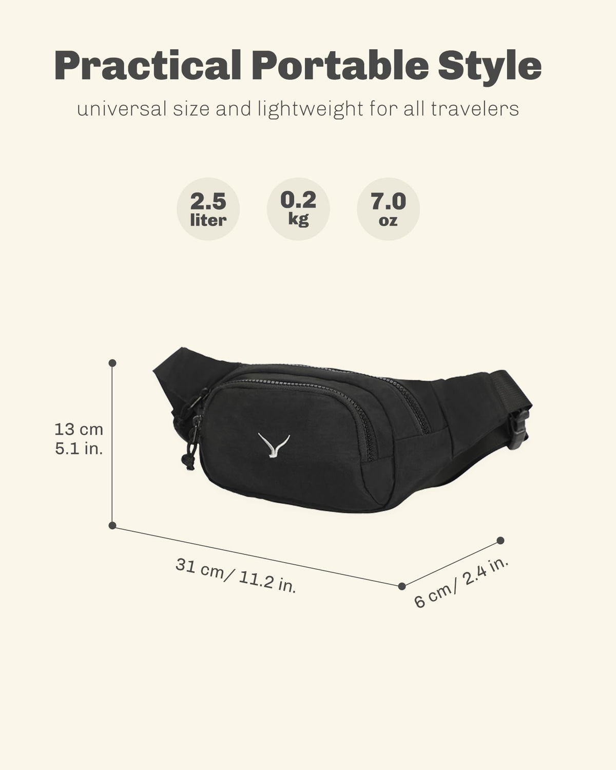 Rolling Backpack with Wheels 43L with Waist Pack Black Q76080