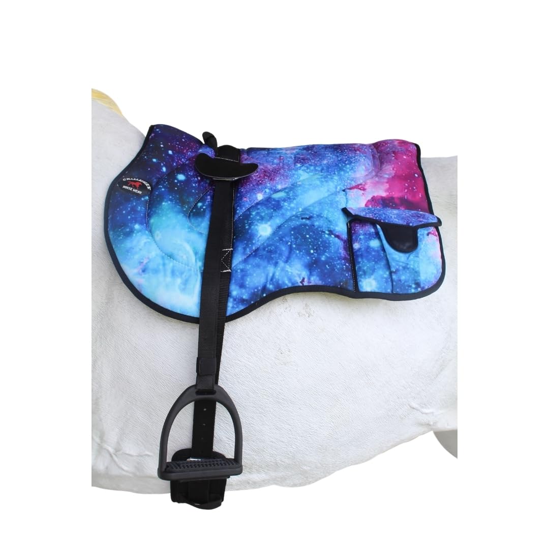 Neoprene Padded Anti-Slip Bareback Saddle Pad Blue Plaid L42202