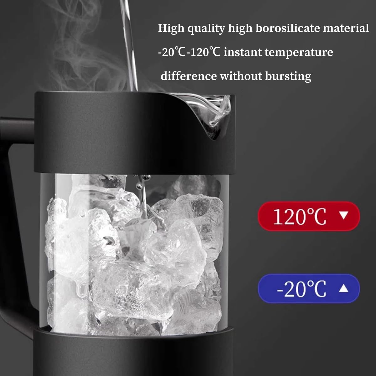 French Press Coffee Maker with 3-level Filter System, Stainless Steel, Borosilicate Glass, 1000ml I6870