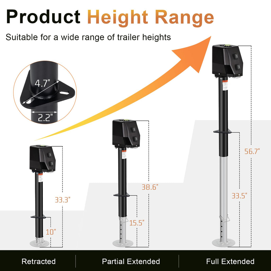 Waterproof Electric Trailer Jack with Built-in Spirit Level C530