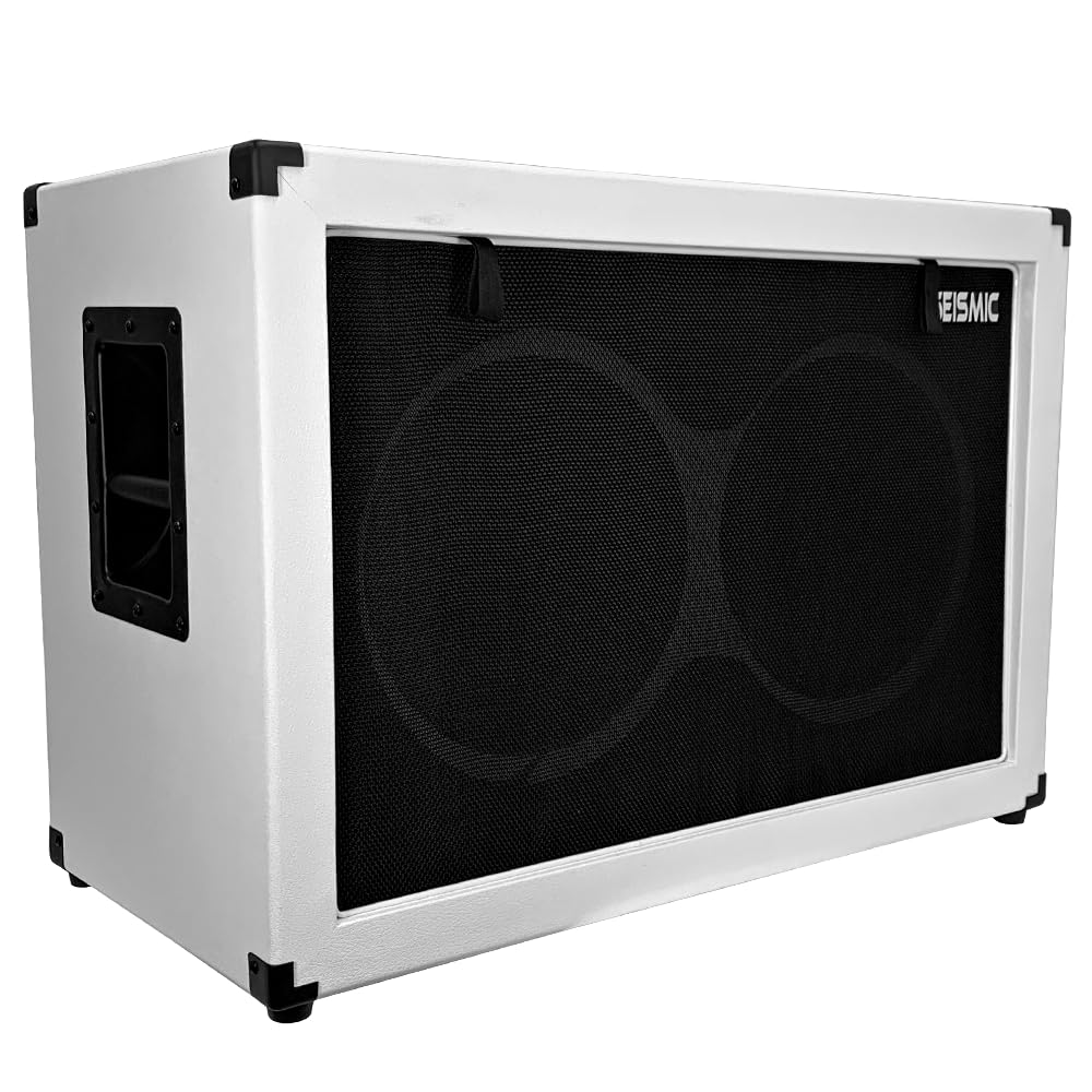 2x12 Empty Guitar Speaker Cabinet White Tolex Black Grill Z9555