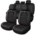 Waterproof Nappa Leather Car Seat Covers Standard 5 Seats Black & Red D5794