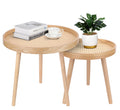 Round Coffee Table Set of 2 Natural Rattan M363
