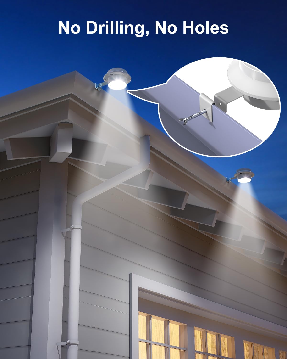 8 Pack Cool White Solar Powered Gutter Mounted Lights M7764