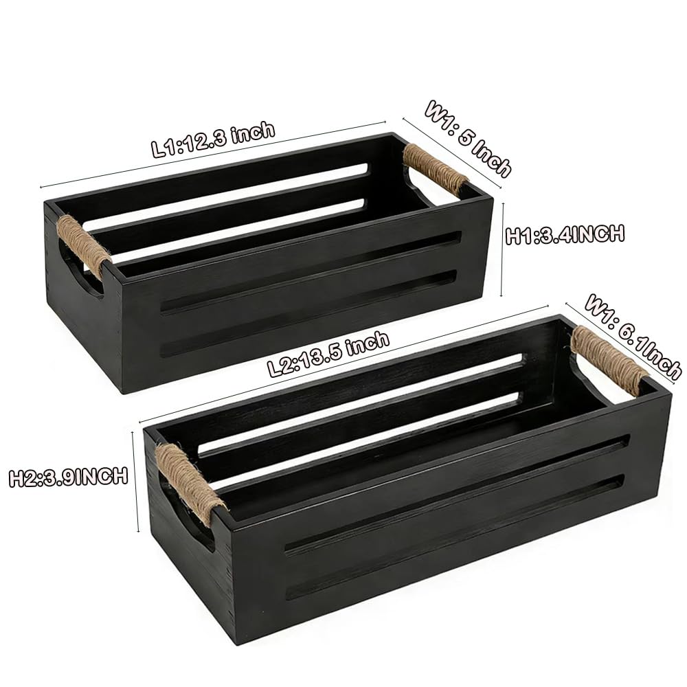 2 Pack Wooden Bathroom Storage Crates with Rope Handles E34243