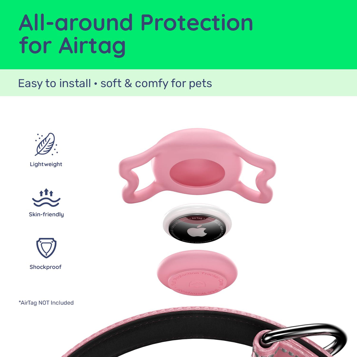 Pink IP68 Waterproof Dog Collar A519