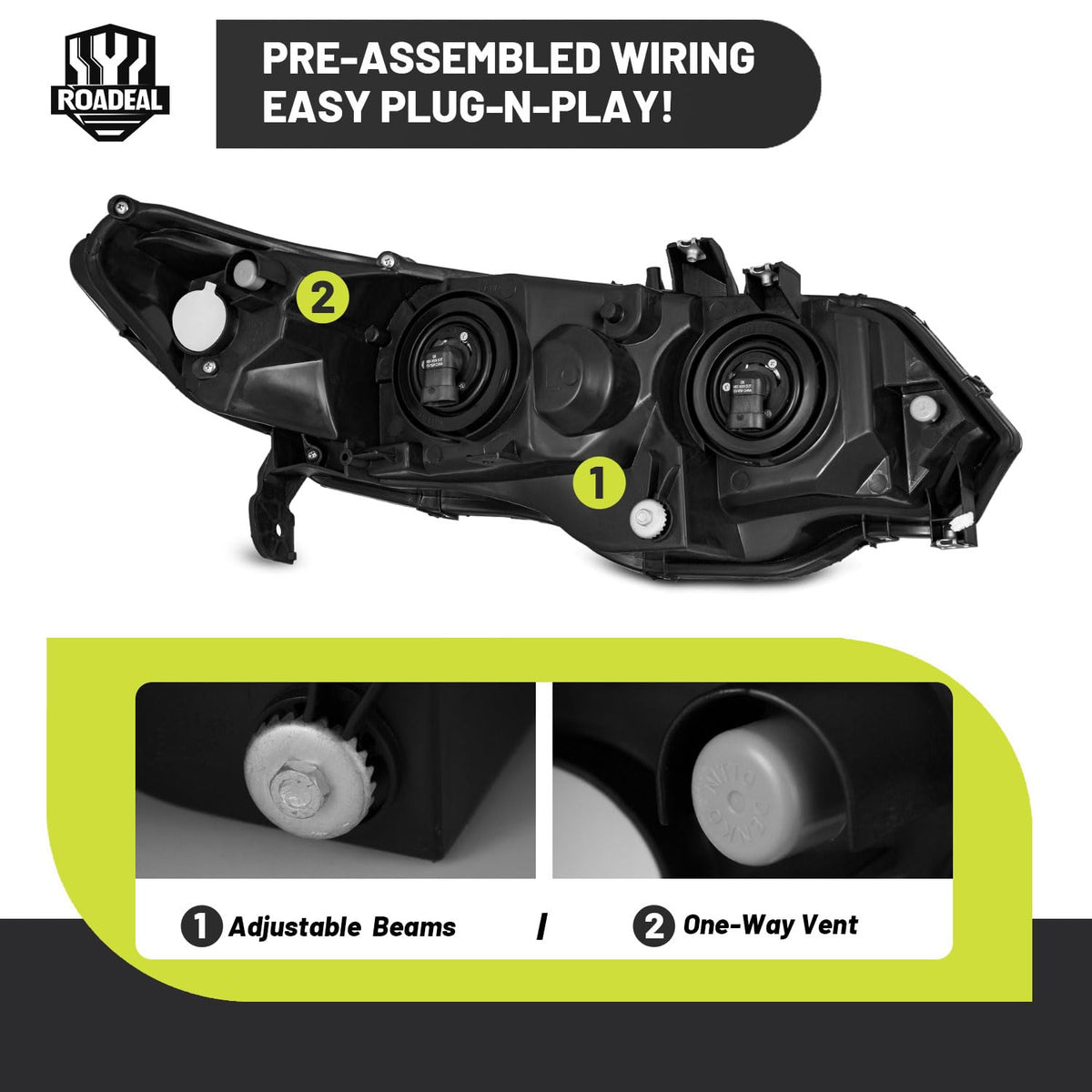 2006-2011 Honda Civic 2-Door Coupe Headlights V276