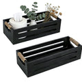 2 Pack Wooden Bathroom Storage Crates with Rope Handles E34243