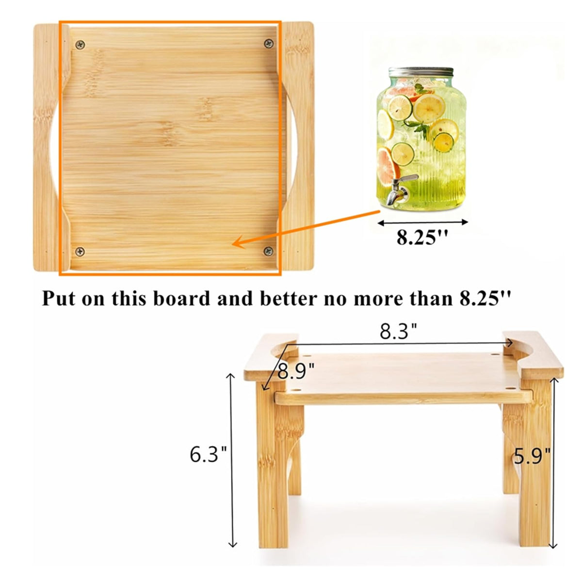 2 Pack Natural Bamboo Beverage Dispenser Stand W2968