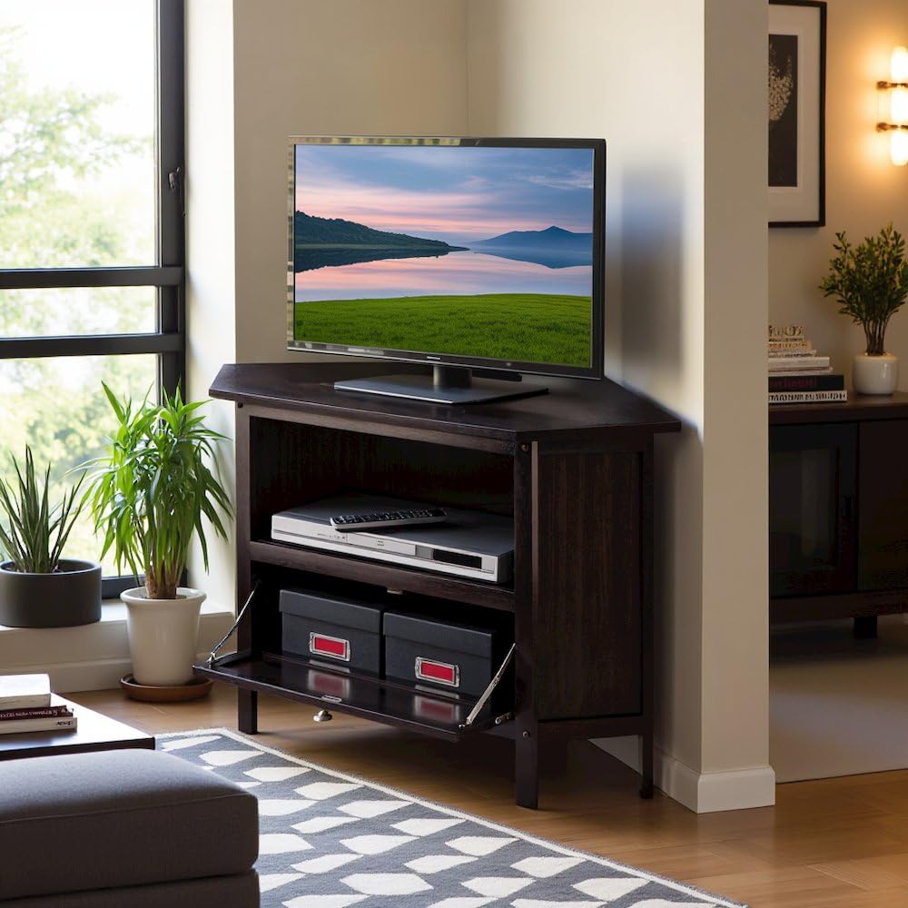 Solid Wood Corner TV Stand with Storage G84943