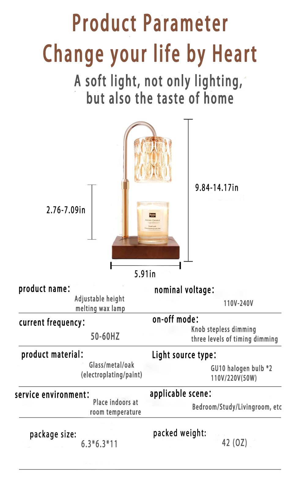 Adjustable Dimmable Candle Warmer Lamp with 2 Bulbs B77835
