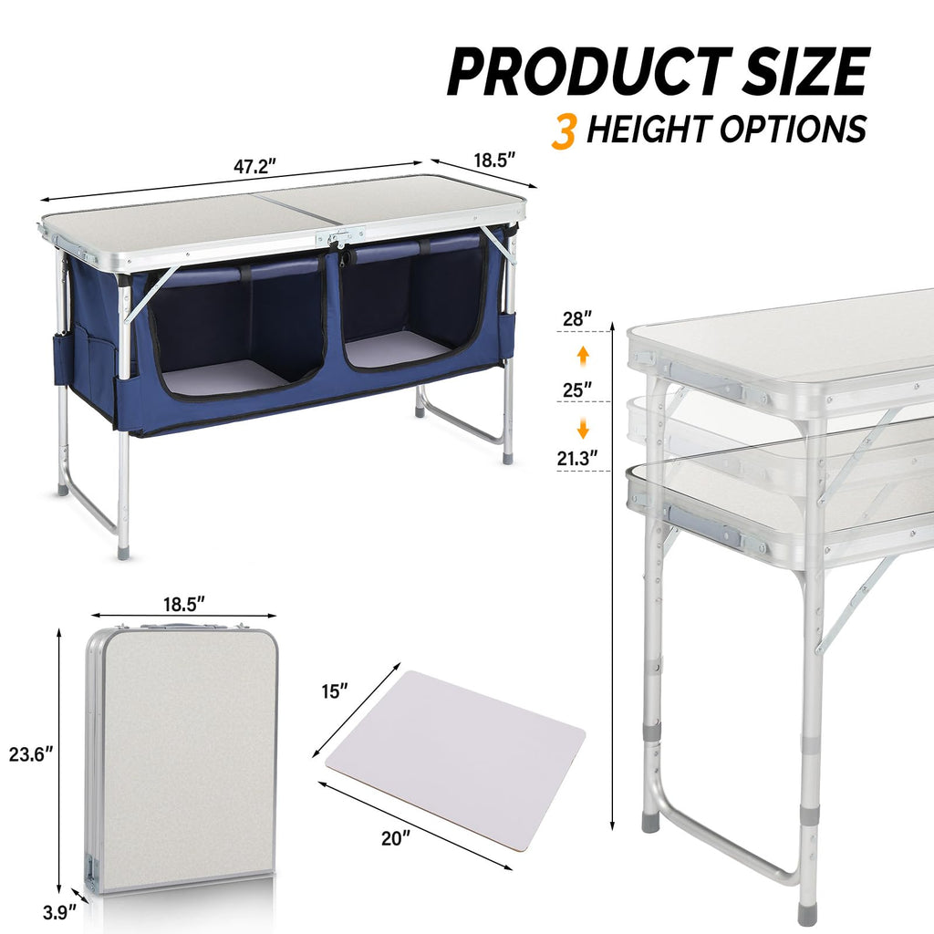 4 Ft White Aluminum Folding Camping Table T8543