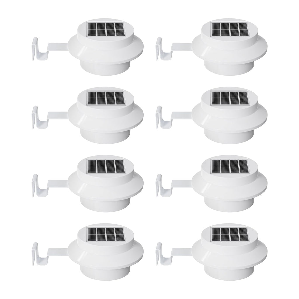8 Pack Cool White Solar Powered Gutter Mounted Lights M7764