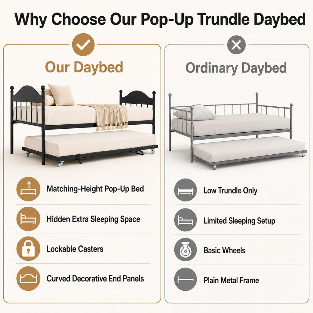 Black Daybed with Pop Up Trundle V532631