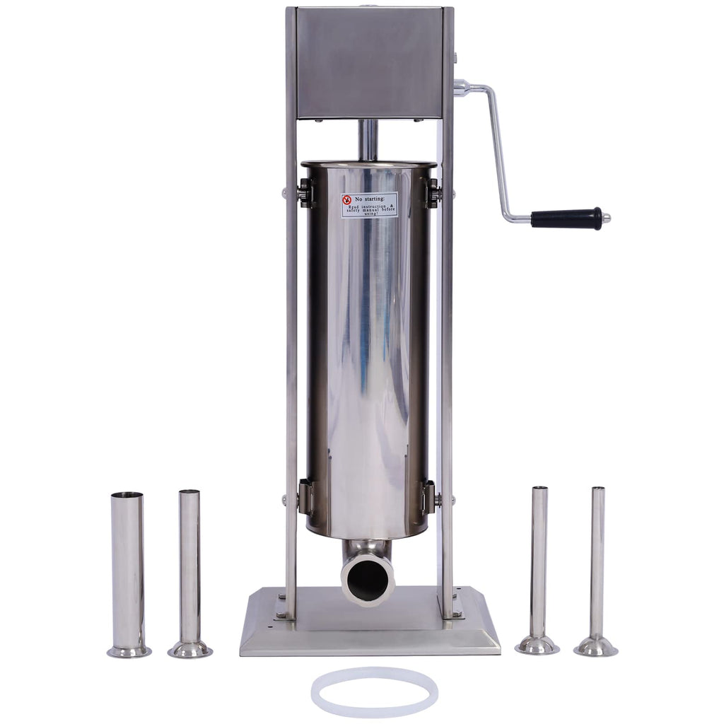 Stainless Steel 15LB Vertical Sausage Stuffer with 4 Stuffing Tubes S947385