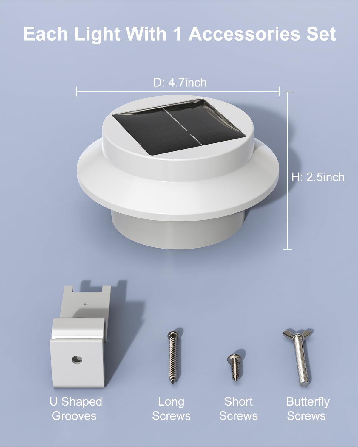 8 Pack Cool White Solar Powered Gutter Mounted Lights M7764