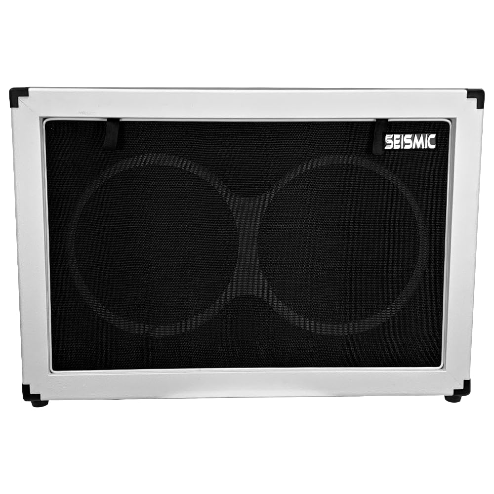 2x12 Empty Guitar Speaker Cabinet White Tolex Black Grill Z9555
