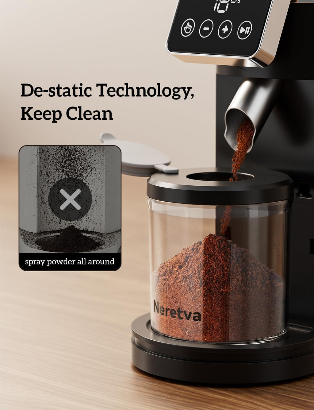 Stainless Steel Espresso Grinder with Portafilter Holder Y825343