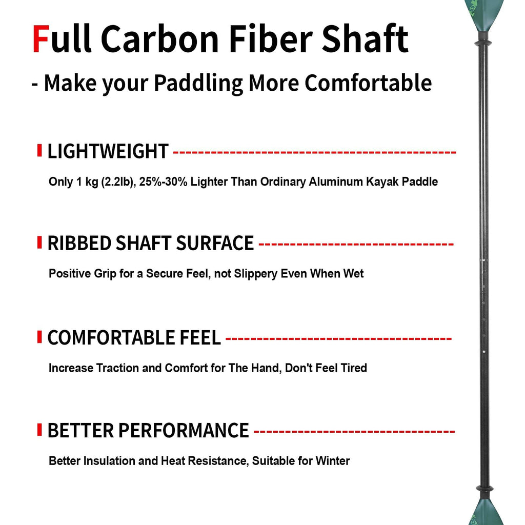 Adjustable Carbon Fiber Shaft Kayak Paddle 4 Piece S349