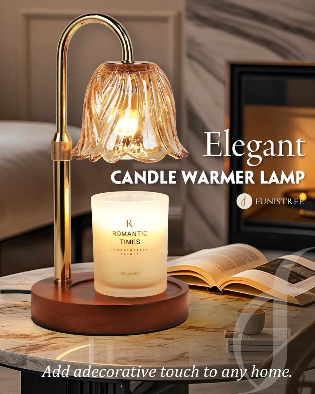 Gold Candle Warmer Lamp with Timer & Dimmer G703951