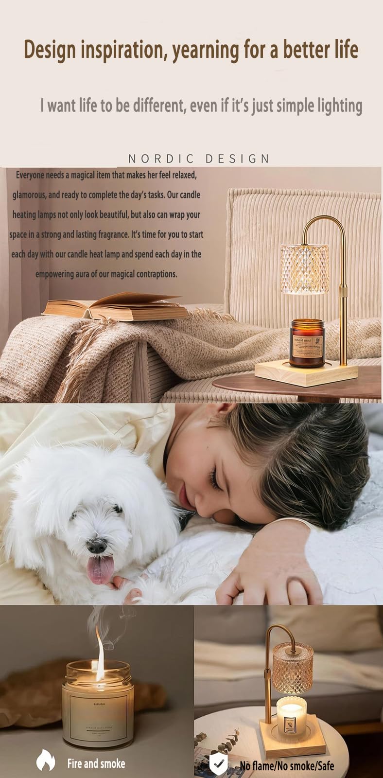 Adjustable Dimmable Candle Warmer Lamp with 2 Bulbs B77835