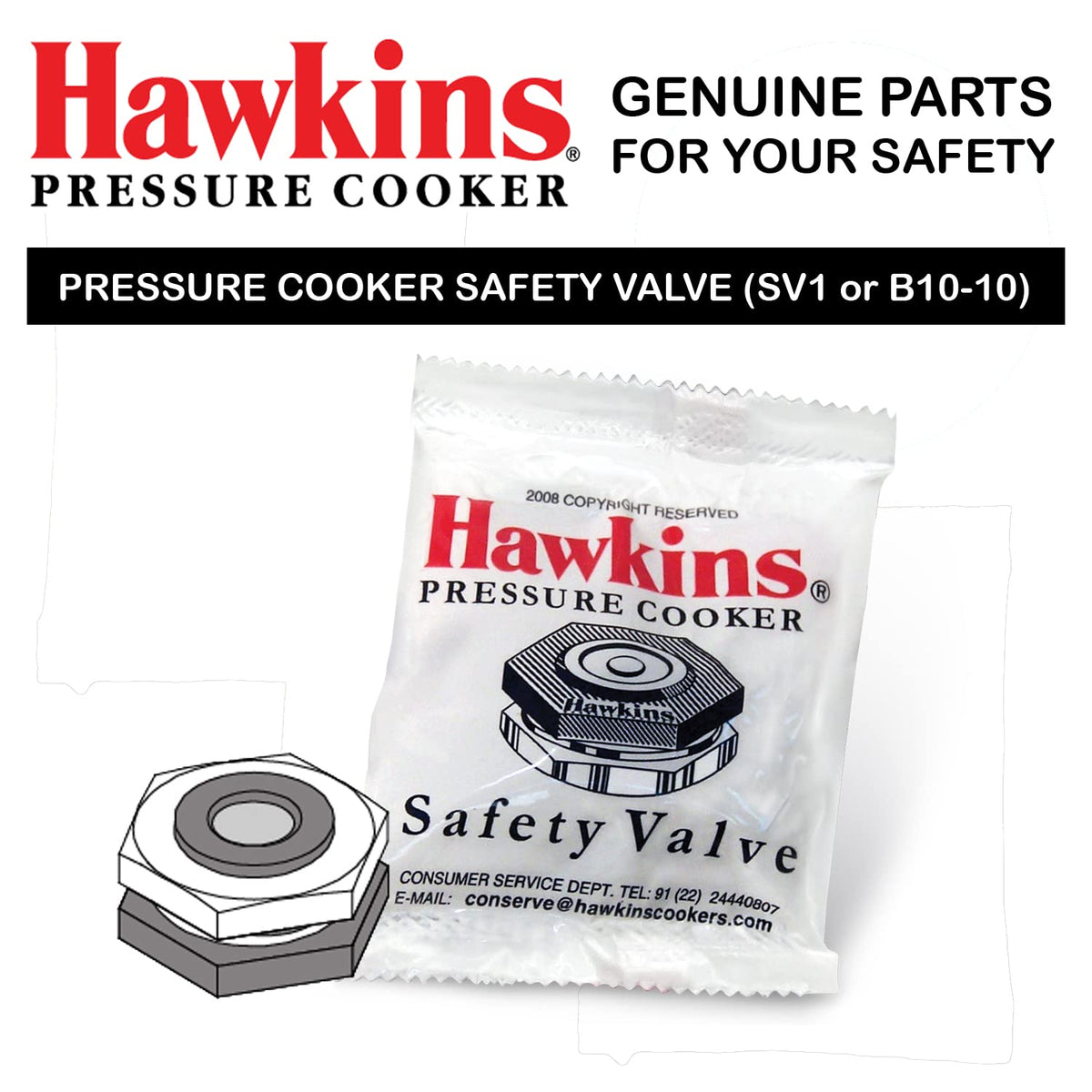 Aluminium Safety Valve for Pressure Cookers 1.5 to 14 Litre S32528
