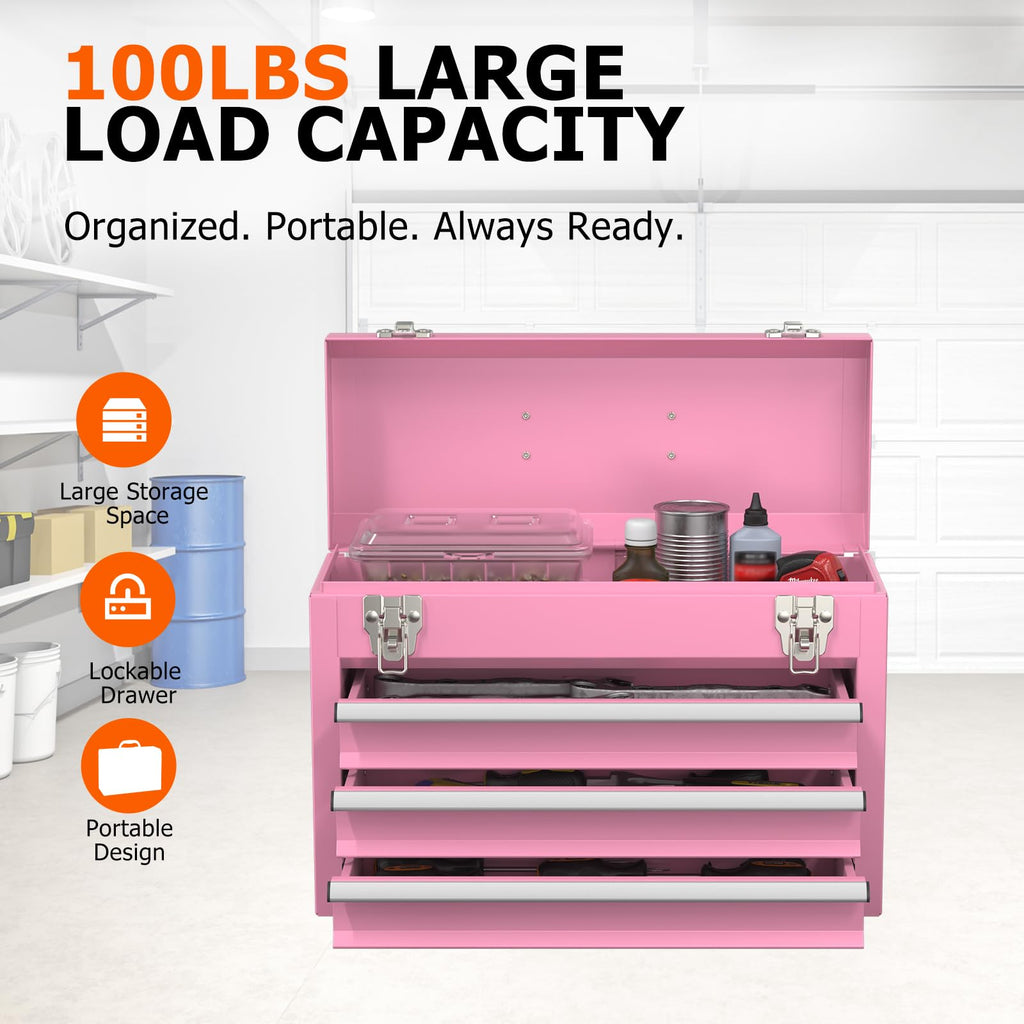 Portable Metal Tool Box with Drawers U72084