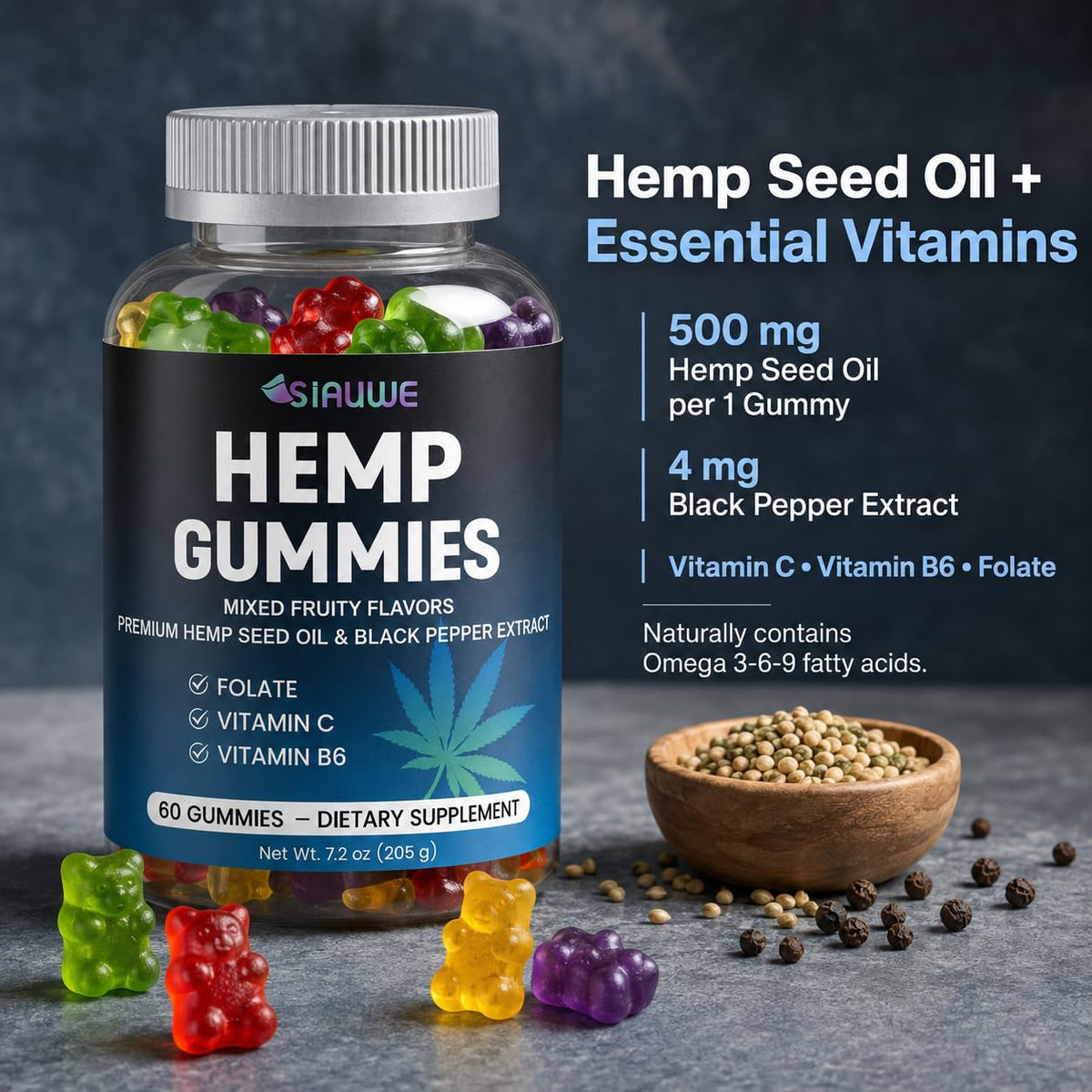Sugar Free Hemp Gummies 60 Count P49198