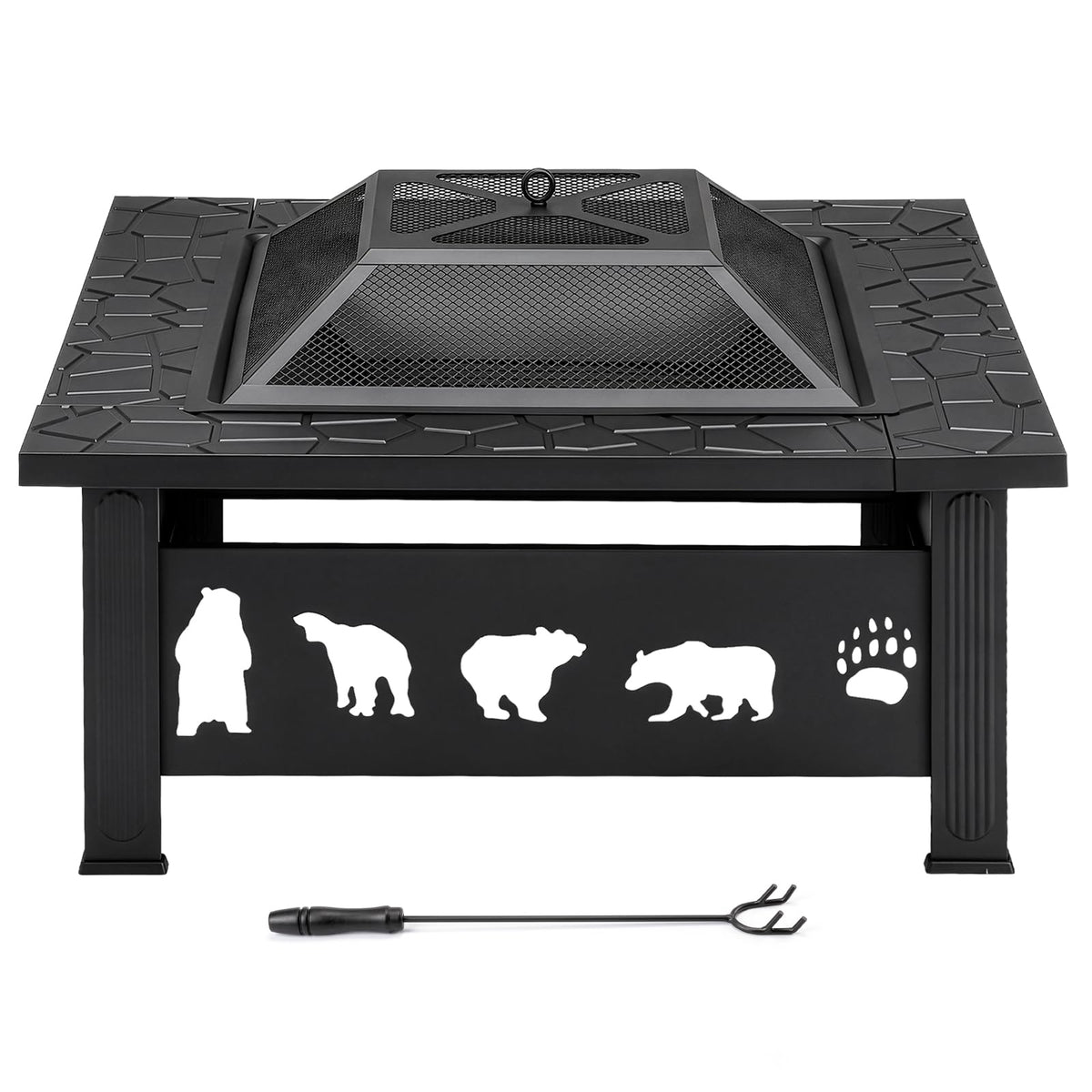 32 Inch Square Metal Patio Fire Pit Table K184