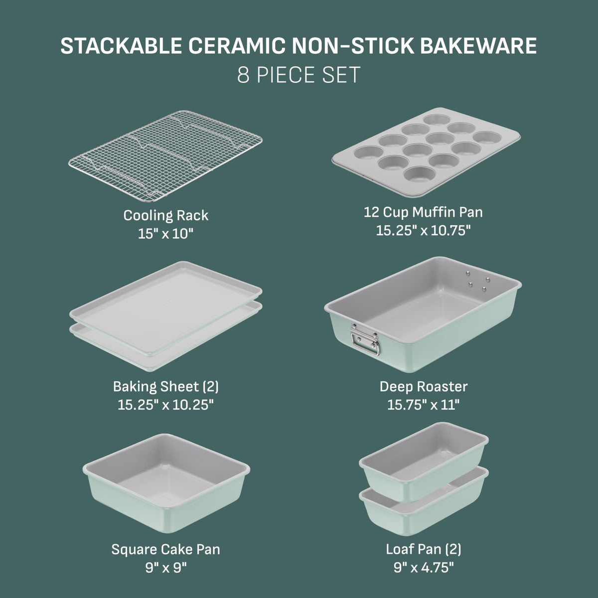 8 Pc Non Stick Ceramic Bakeware Set S819