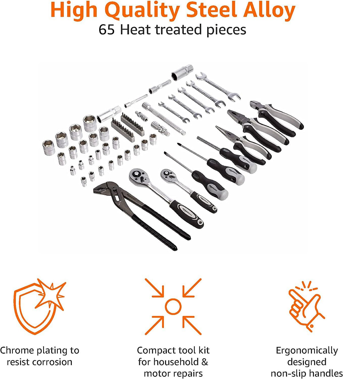 65-Piece Household Hand Tool Kit Set with Storage Case R304493