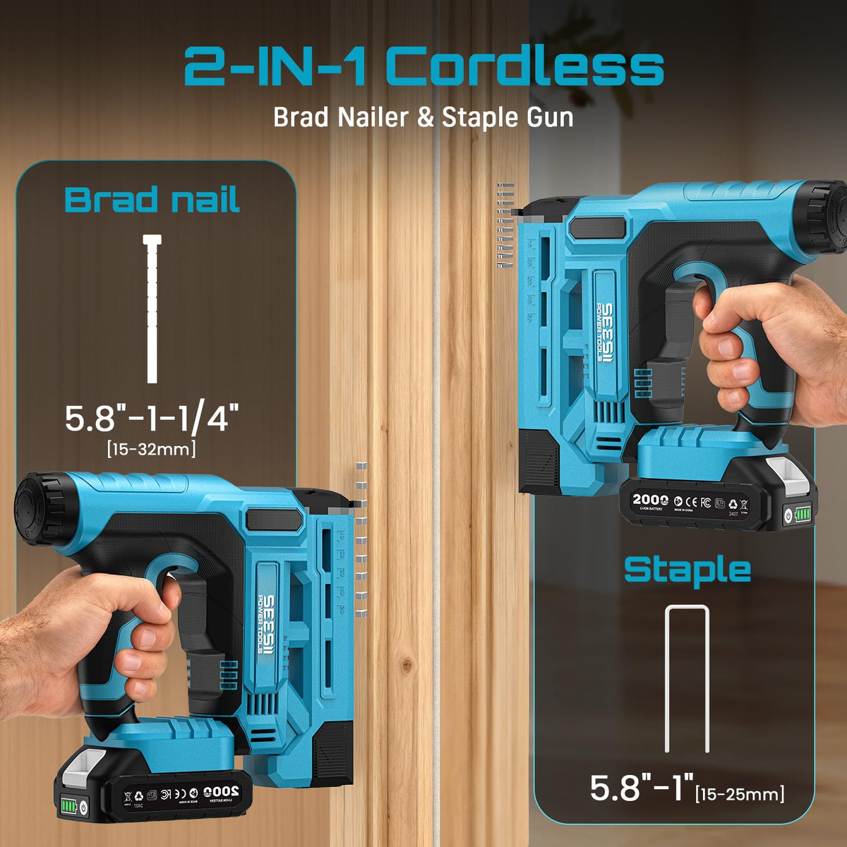 18 Gauge Cordless Brad Nailer and Stapler Gun F19291