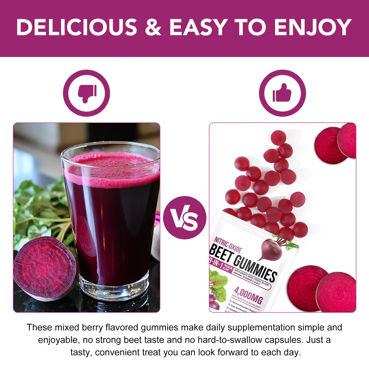 Sugar Free Beet Root Gummies with CoQ10, Grapeseed Extract, Vitamin B12, C S715632