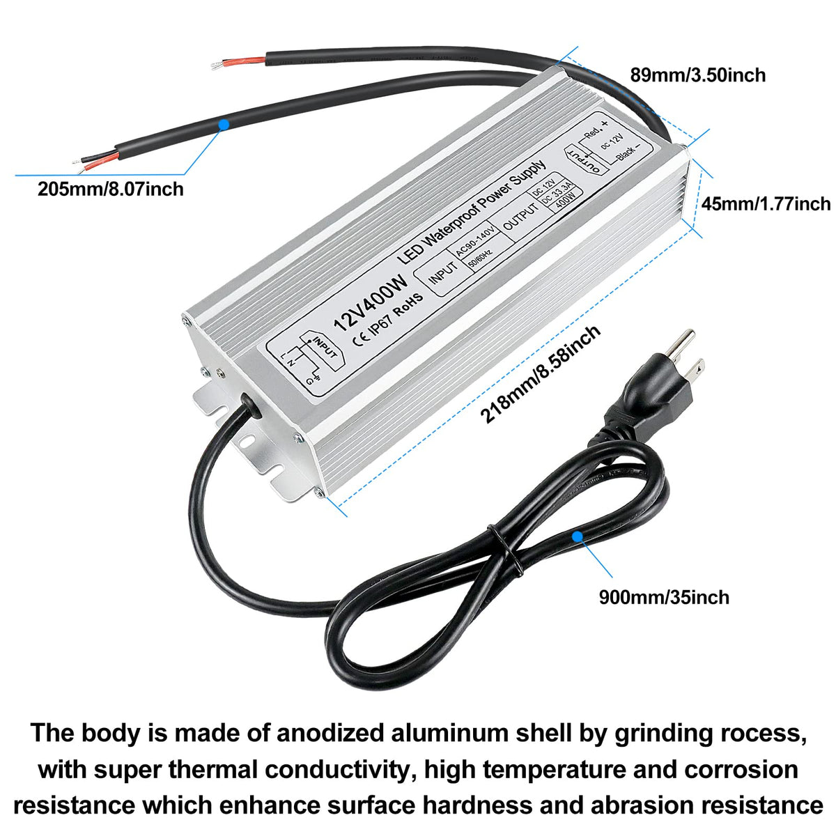 400W 12V IP67 Waterproof LED Power Supply Y543